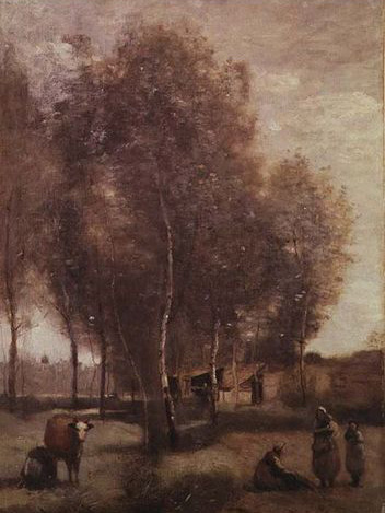 St. Catherine-les-Arras-Fields with trees and cottages, 1872