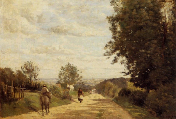 Stolen Camille Corot painting, Le Chemin de Sevres, 1858-1859